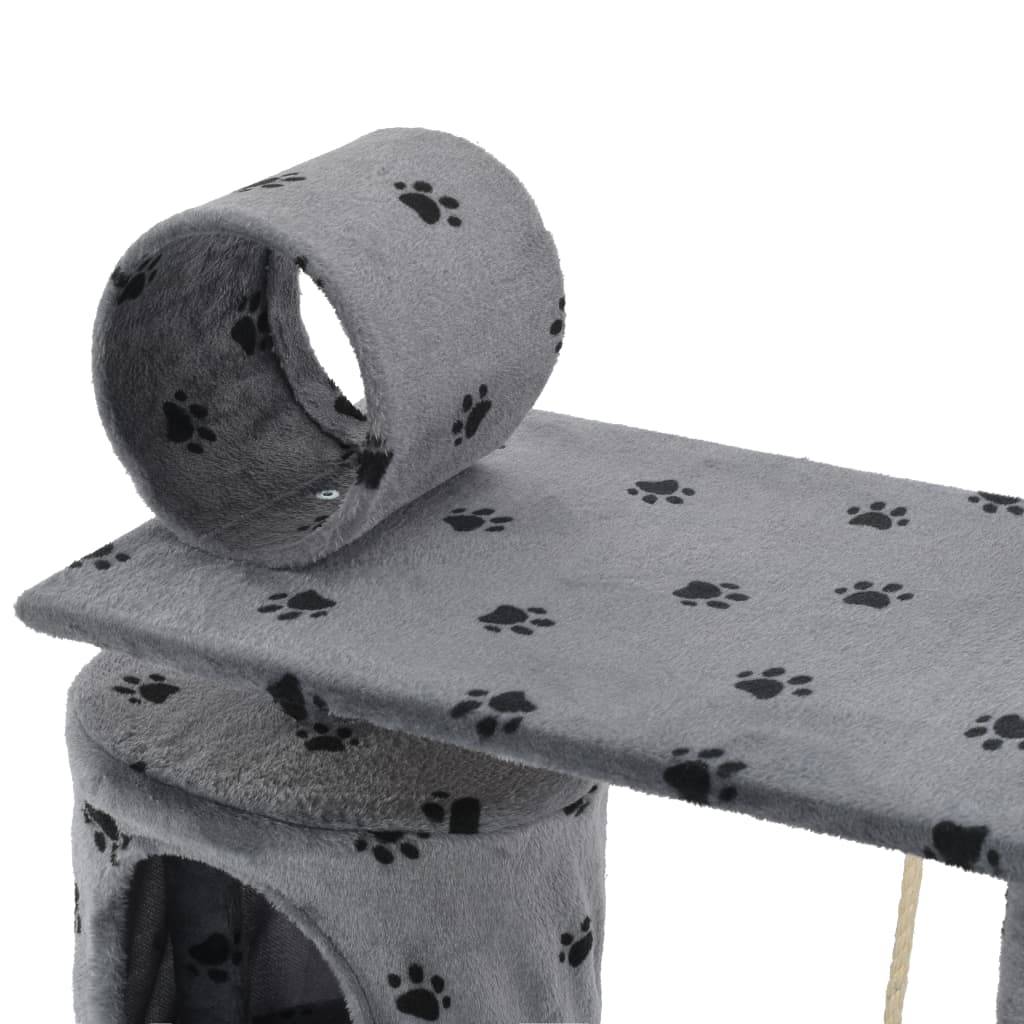 Vidaxl - Arbre à chat avec griffoir en sisal 140 cm Gris Motif de pattes vidaXL 170584 - Image 4