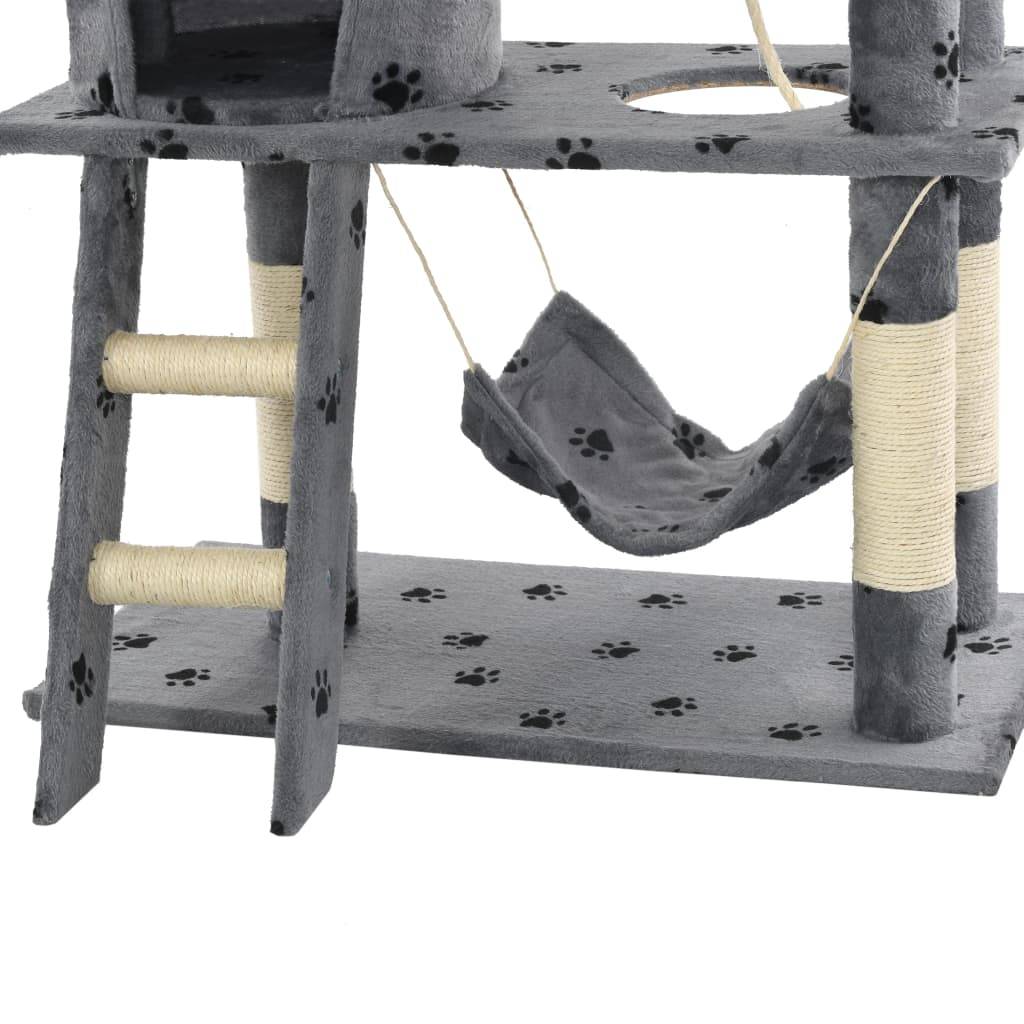 Vidaxl - Arbre à chat avec griffoir en sisal 140 cm Gris Motif de pattes vidaXL 170584 - Image 6