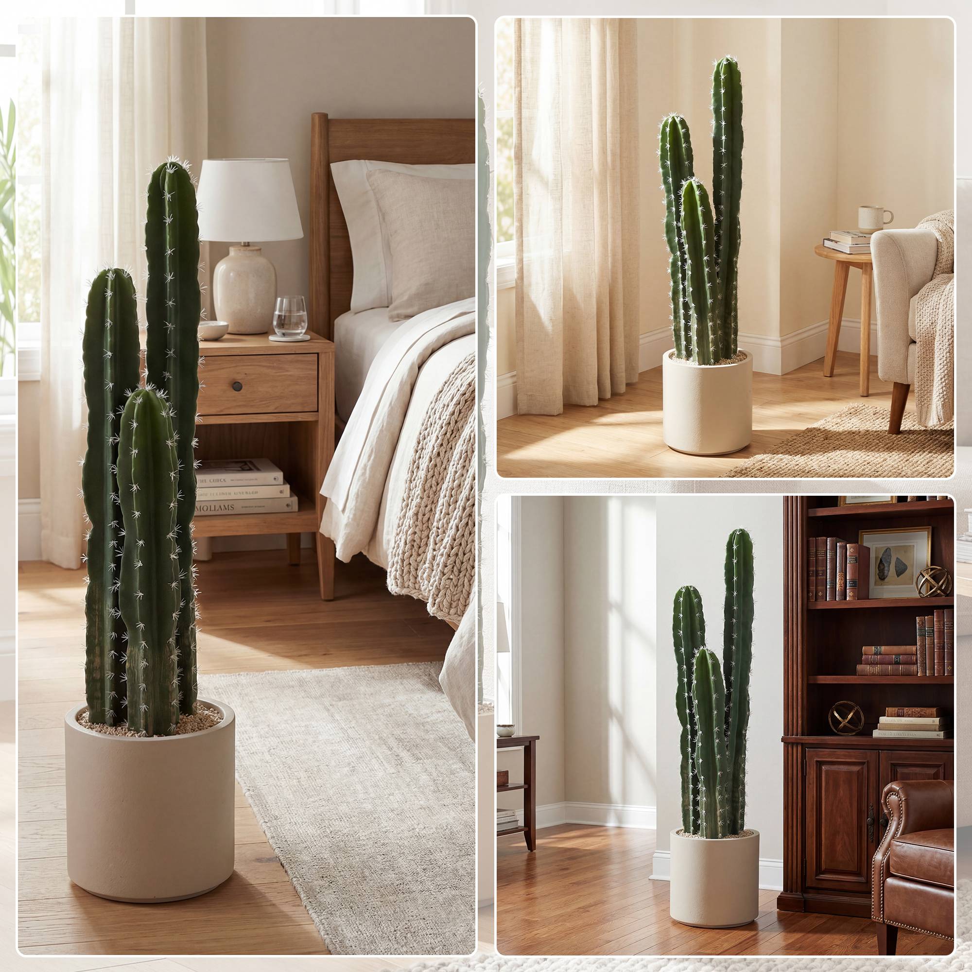 Sans Marque - Cactus artificiel 95cm en pot, réaliste pour maison, bureau, vert - Image 9