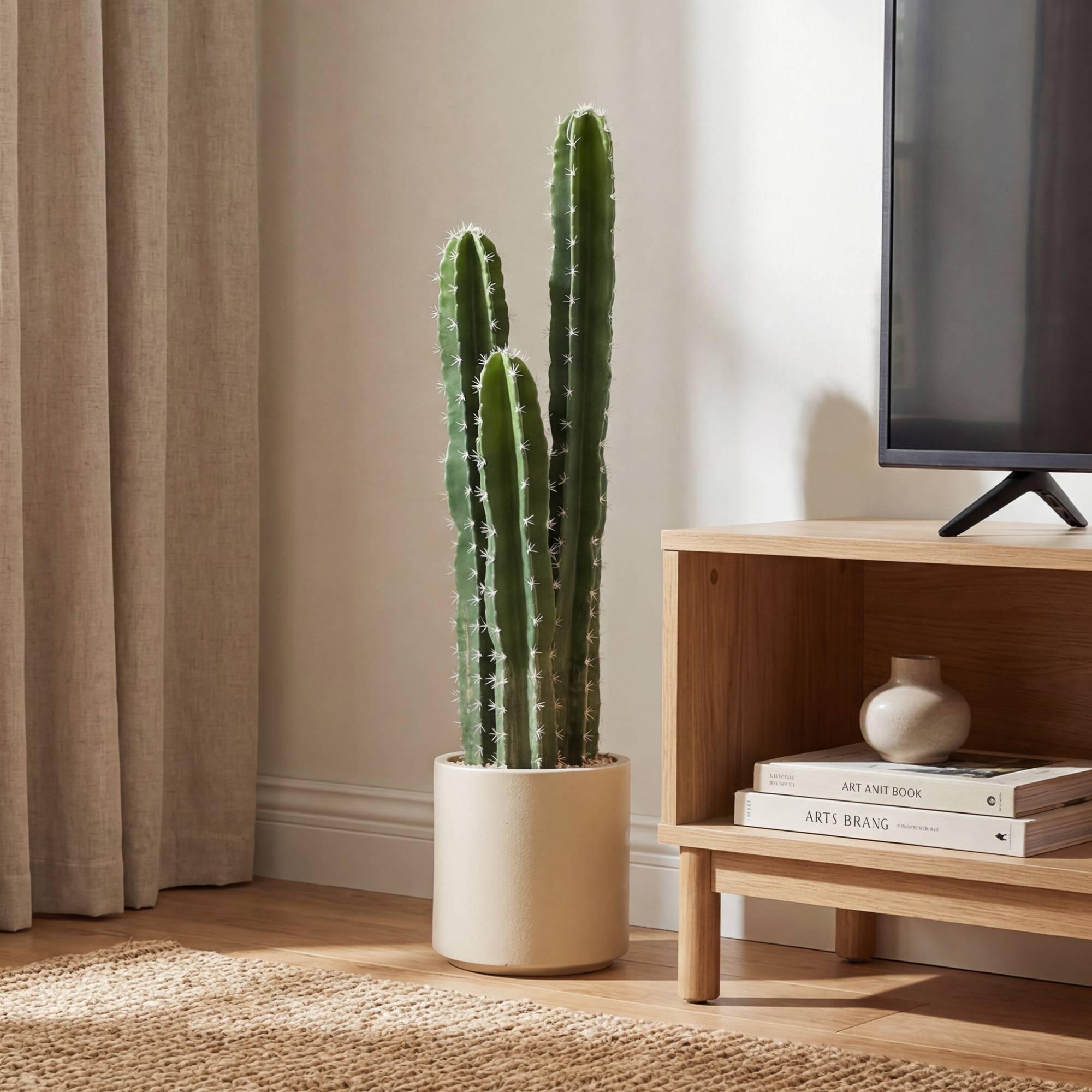 Sans Marque - Cactus artificiel 95cm en pot, réaliste pour maison, bureau, vert - Image 4
