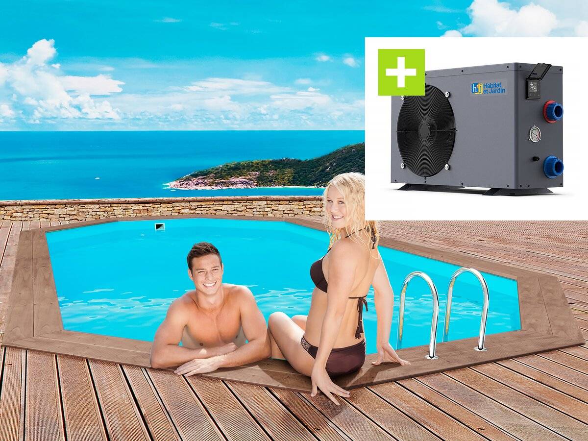 Habitat Et Jardin - Piscine Bois " Rio 120" - 5.60 X 3.70 X 1.24 M +  Pompe à Chaleur - Puissance 6.1 Kw -habitat Et Jardin - Image 1