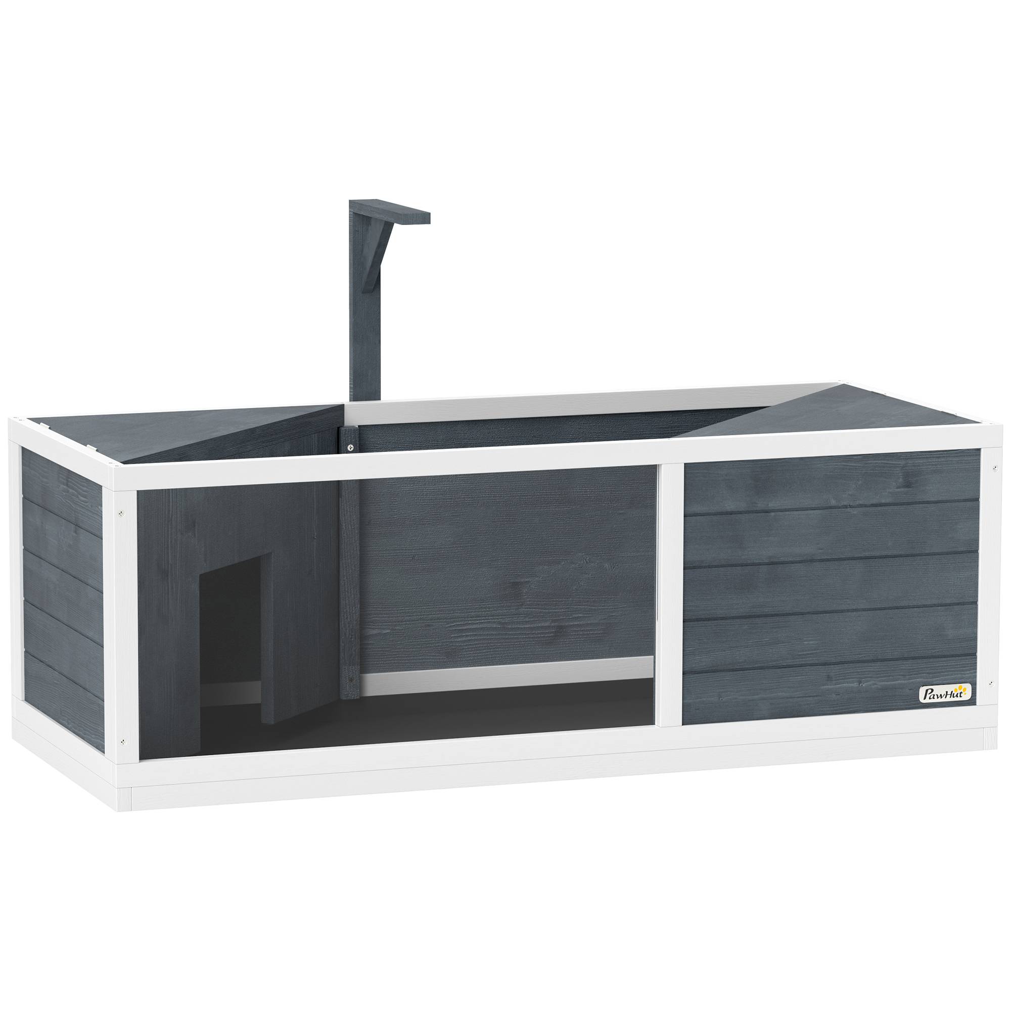 ComfortXL - Enclos tortue en bois de sapin 120 x 50 x 40 cm gris façade transparente avec support de lampe et toit ouvrant - Image 10