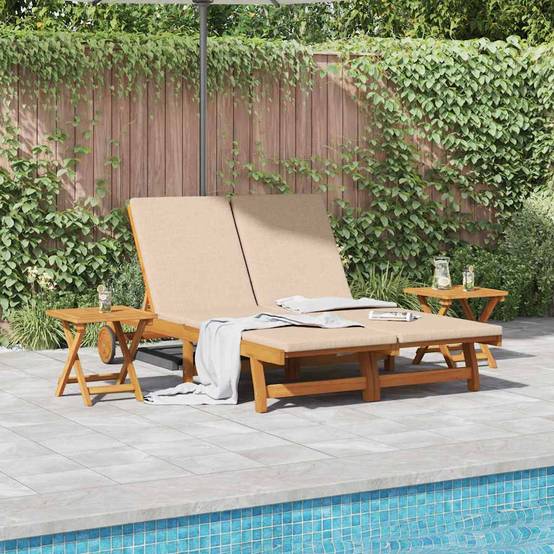 PANGIVO - Transat Bois d'Acacia Massif Beige 199 x 63 x 85 cm - PANGIVO - Image 1