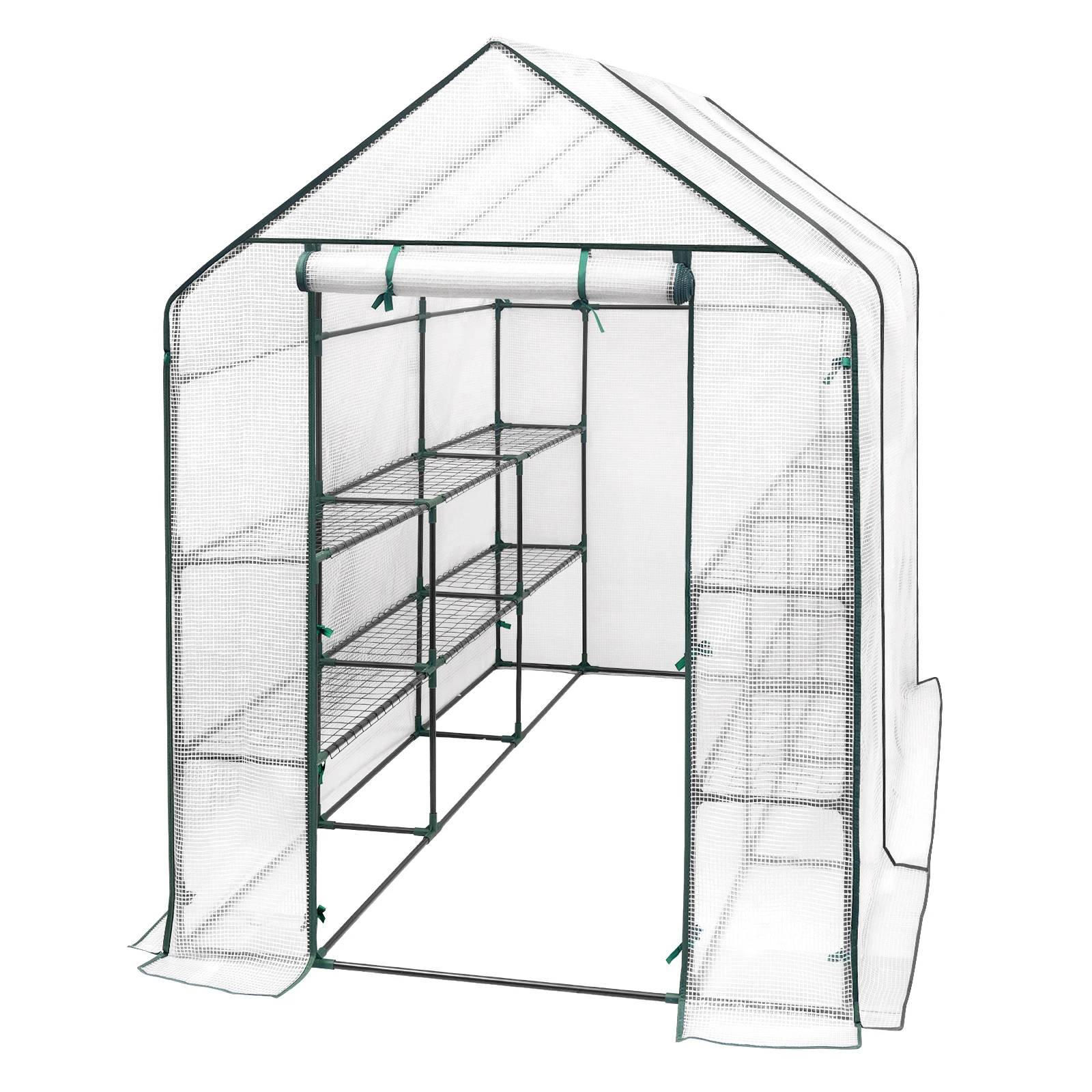 ComfortXL - Serre de Jardin PE et Acier pour Tomates et Légumes Porte Zippée 143x215x195cm Blanc - ComfortXL Outdoor Living - Image 6