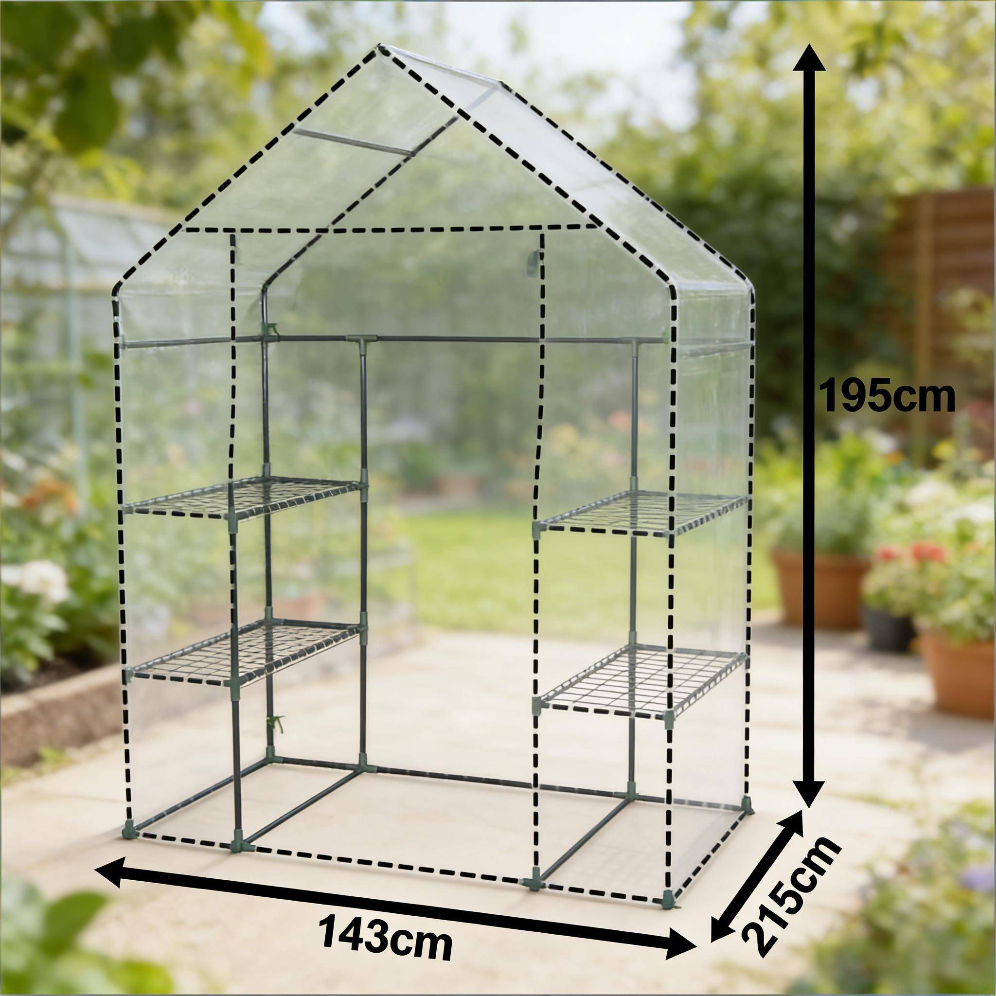 ComfortXL - Serre de Jardin PE et Acier pour Tomates et Légumes Porte Zippée 143x215x195cm Blanc - ComfortXL Outdoor Living - Image 3