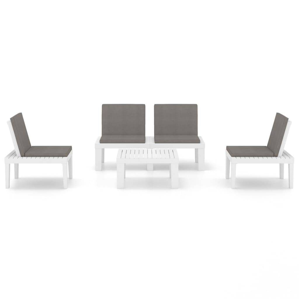Vidaxl - Salon de jardin 4 pcs avec coussins Plastique Blanc vidaXL 3059829 - Image 8