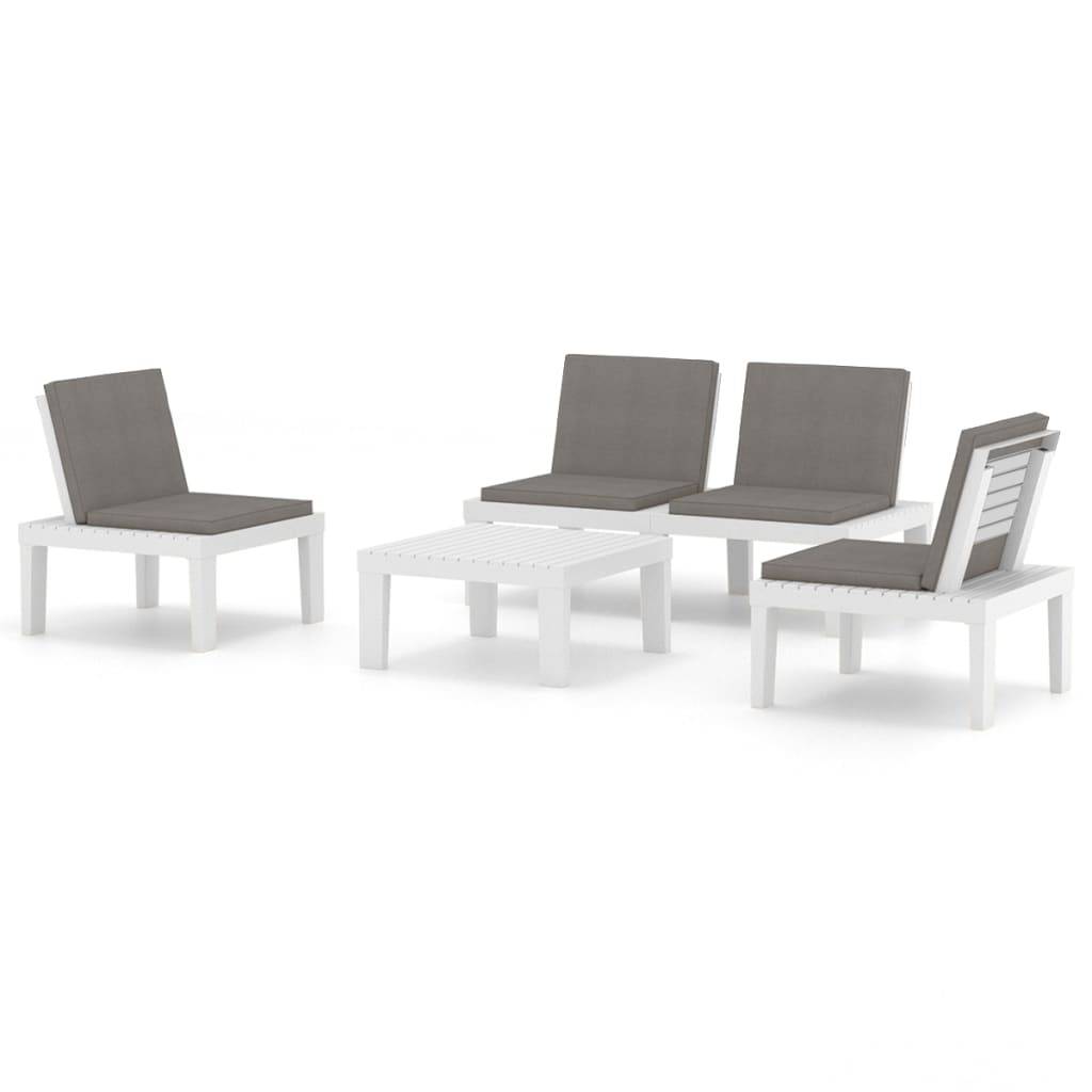 Vidaxl - Salon de jardin 4 pcs avec coussins Plastique Blanc vidaXL 3059829 - Image 2