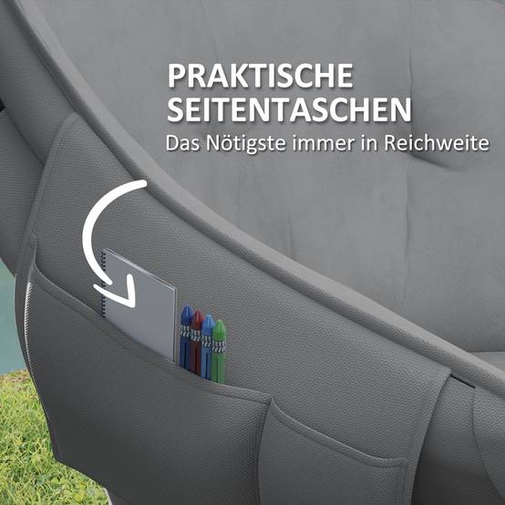 Chaise de camping pliable métal pour extérieur rembourrage épais 90x63x100cm gris foncé - ComfortXL Outdoor Living - Image 8