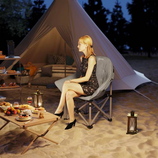 Chaise de camping pliable métal pour extérieur rembourrage épais 90x63x100cm gris foncé - ComfortXL Outdoor Living - Image 4