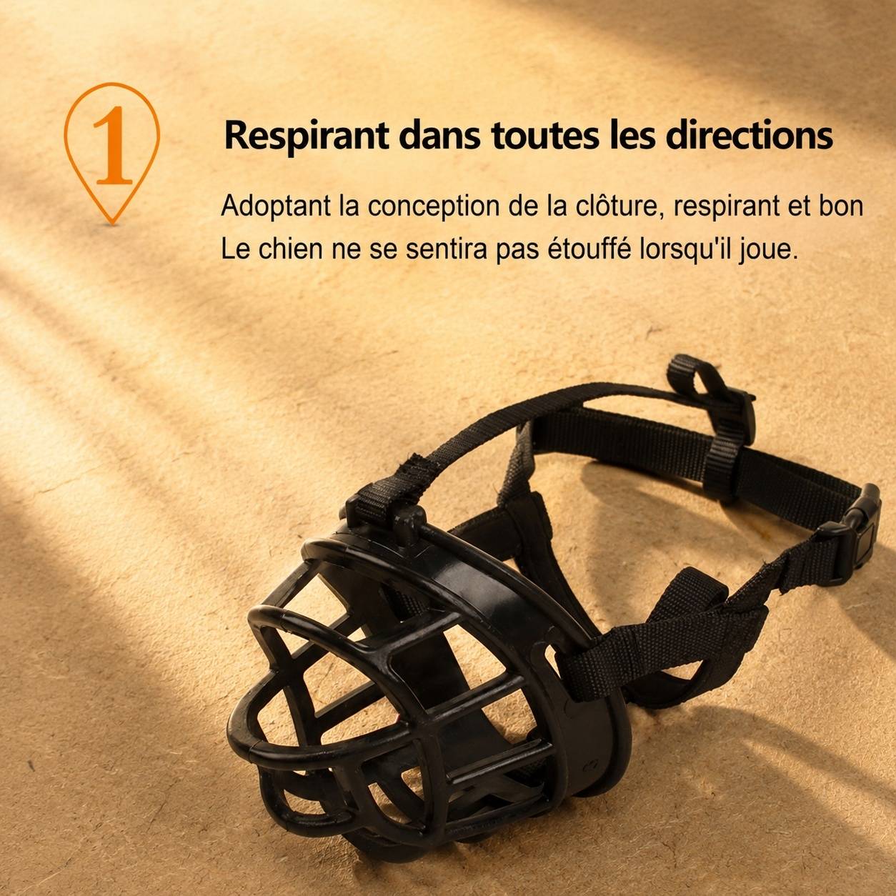 Muselière pour Chien Respirante Réglable Anti Morsure Anti Aboiement - Image 4