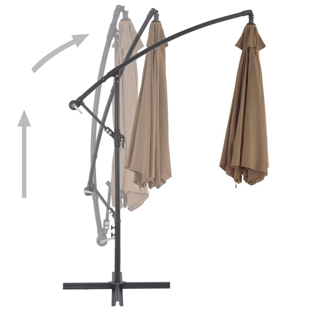 Helloshop26 - Parasol meuble de jardin en porte-à-faux avec poteau en aluminium 300 cm taupe - Image 4
