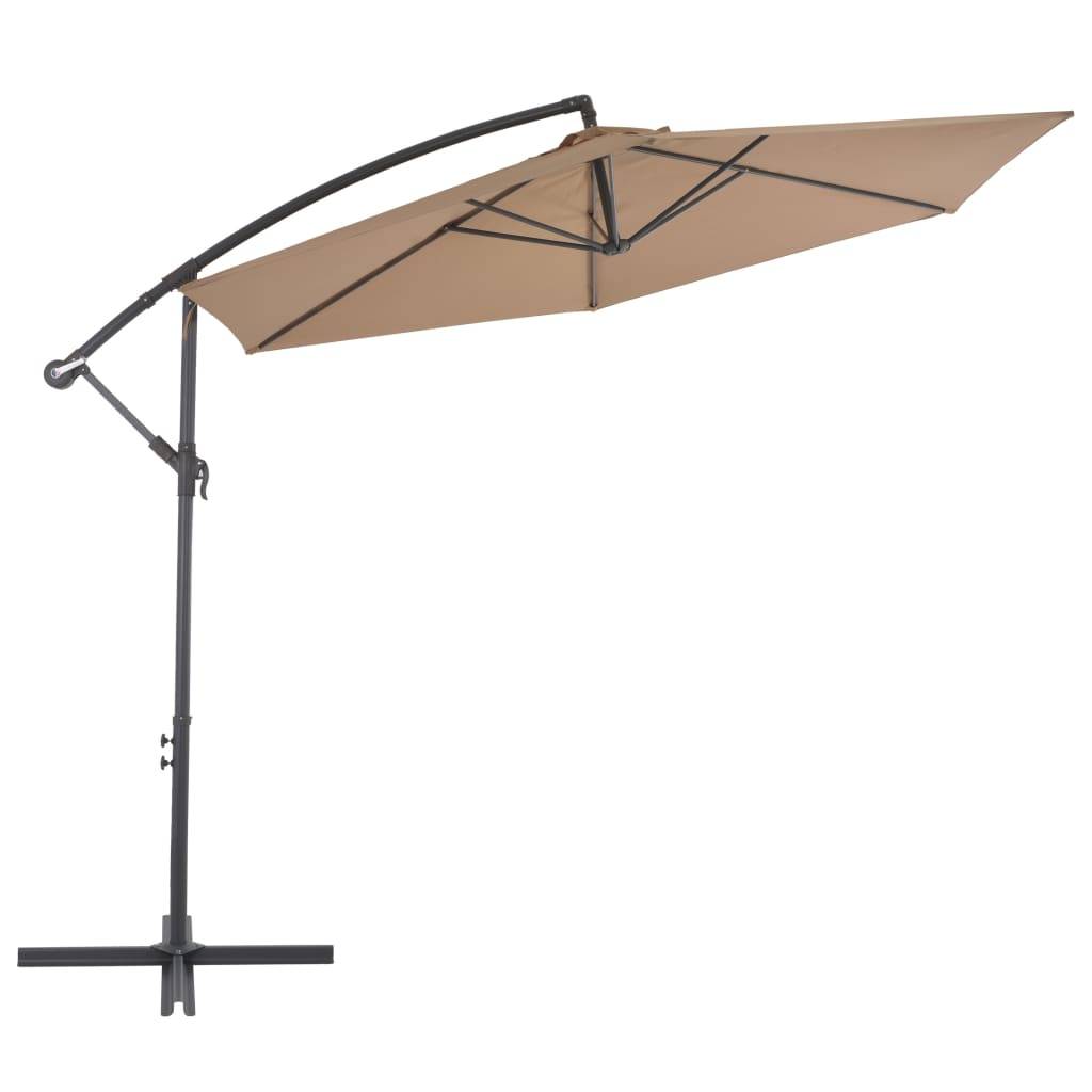 Helloshop26 - Parasol meuble de jardin en porte-à-faux avec poteau en aluminium 300 cm taupe - Image 2