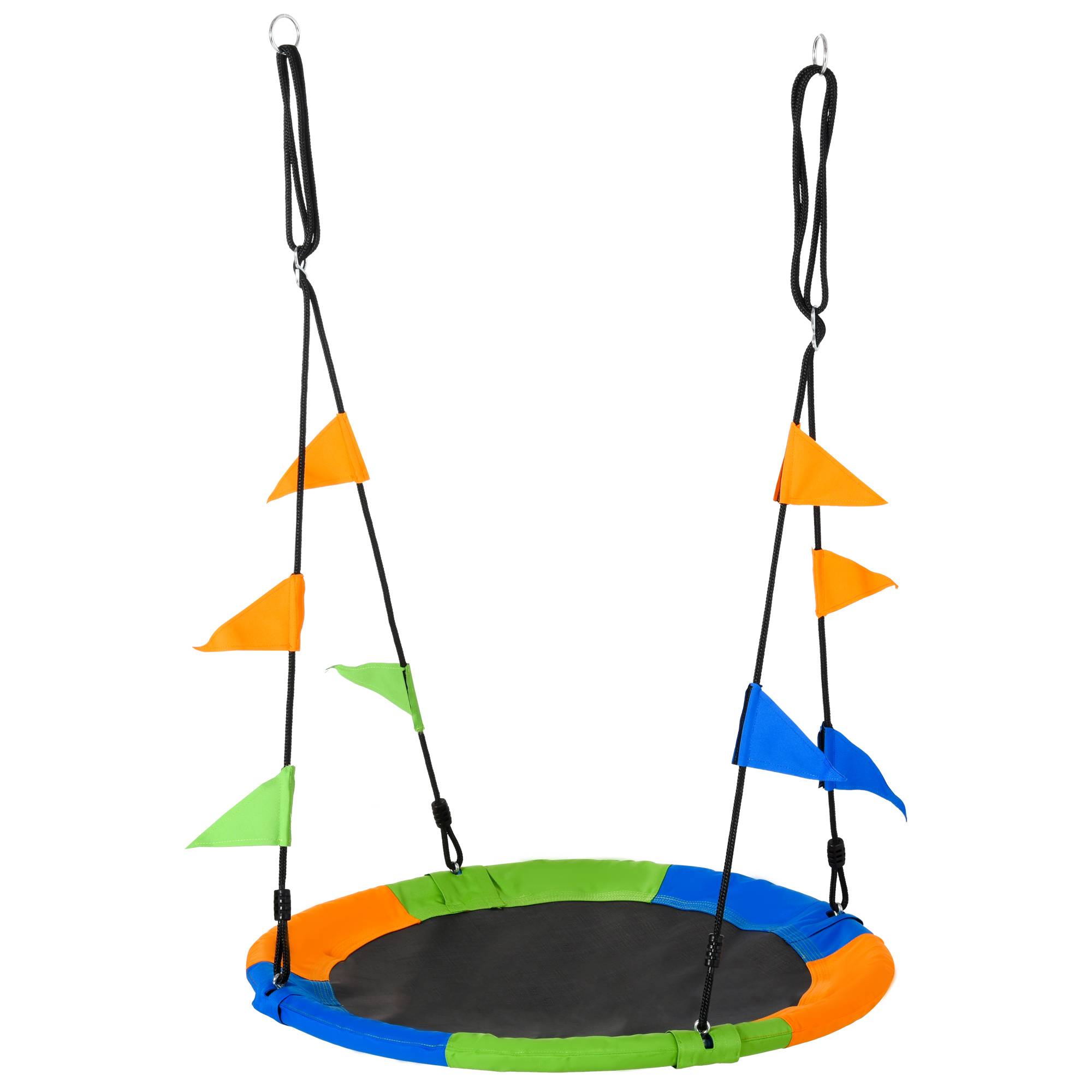 Balançoire nid jardin Ø100 cm, hauteur réglable 120-180 cm, 80 kg multicolore - Image 1