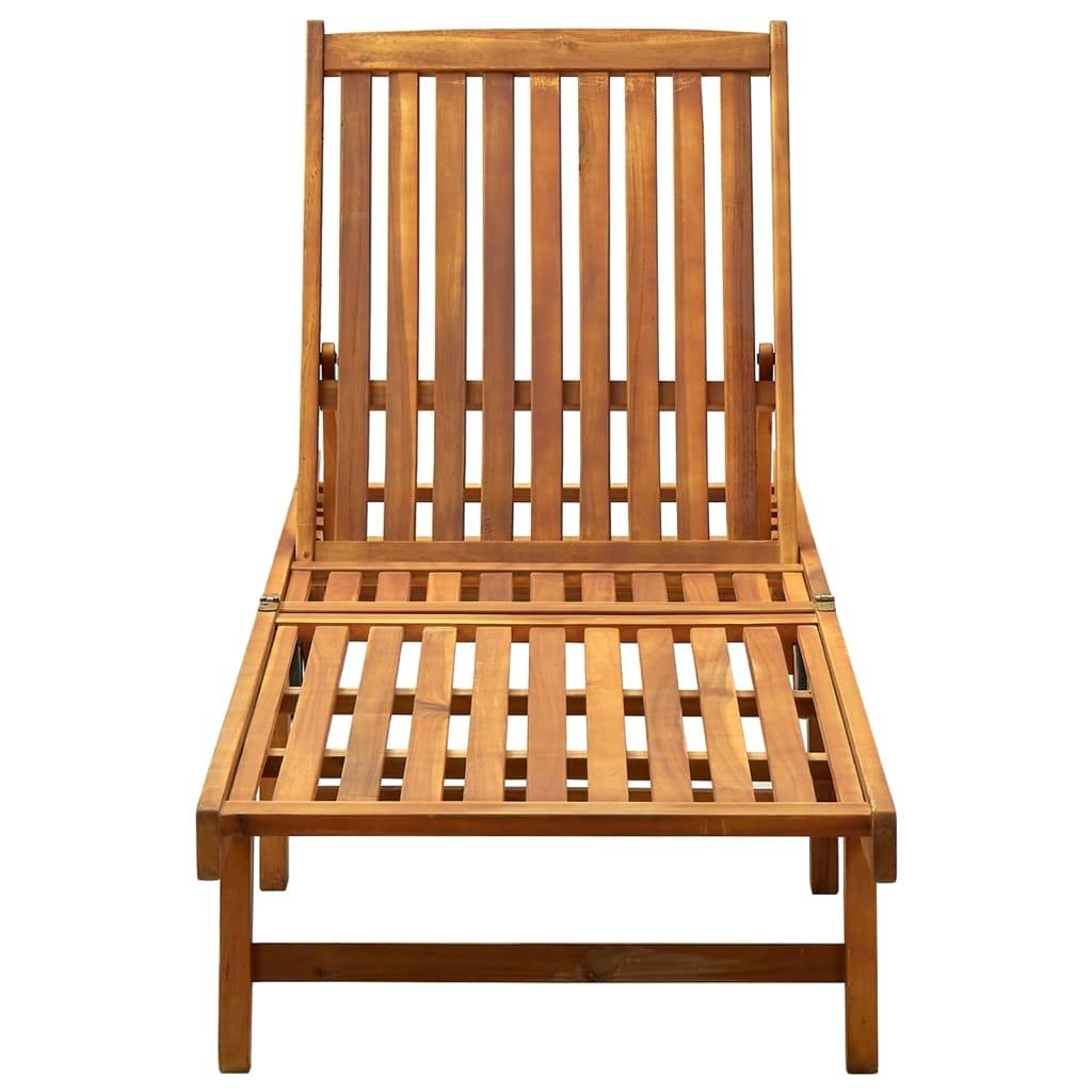 Chaise longue | Transat | Bain de soleil bois d'acacia solide - Image 1