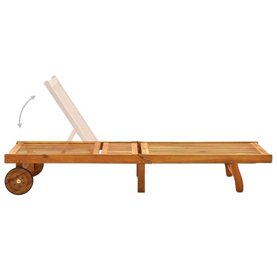 Chaise longue | Transat | Bain de soleil bois d'acacia solide - Image 5