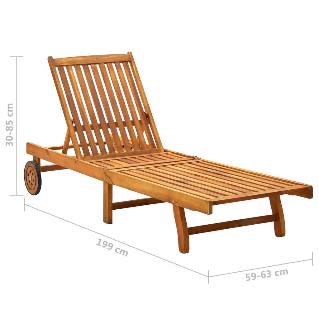 Chaise longue | Transat | Bain de soleil bois d'acacia solide - Image 8