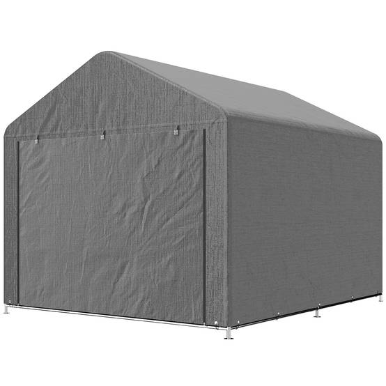 Abri de jardin pour vélo avec structure en métal galvanisé, porte zippée, imperméable, résistant aux UV, 2,4 x 2 x 2 m, gris - Image 2