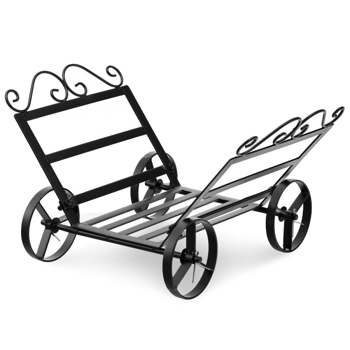 Helloshop26 - Range bûches en métal serviteur de cheminée avec 4 roues pour intérieur et extérieur idéal pour cheminée foyer noir - Image 1