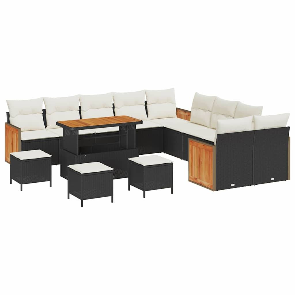 ComfortXL - Canapé Extérieur Géant 18 Pcs Noir Crème Polyrotin Pour Events et Acacia avec Coussins Déhoussables – ComfortXL Outdoor Living - Image 2