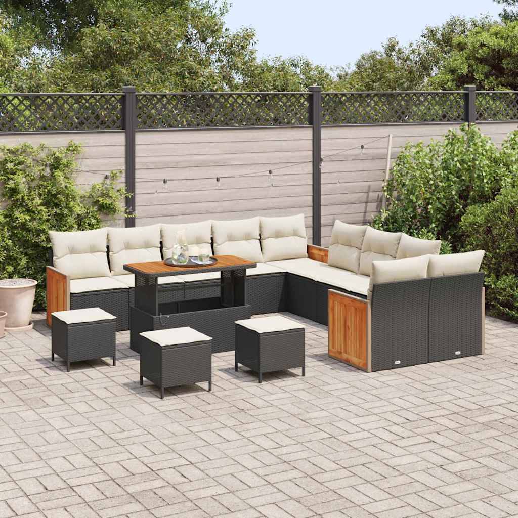 ComfortXL - Canapé Extérieur Géant 18 Pcs Noir Crème Polyrotin Pour Events et Acacia avec Coussins Déhoussables – ComfortXL Outdoor Living - Image 3