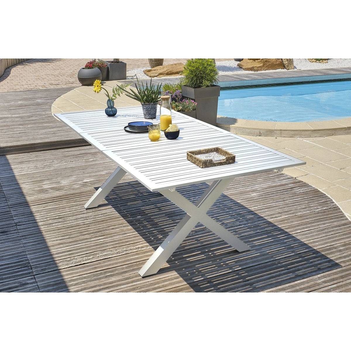 Dcb Garden - Table de jardin en aluminium - Blanc - FLORIDE - Image 5