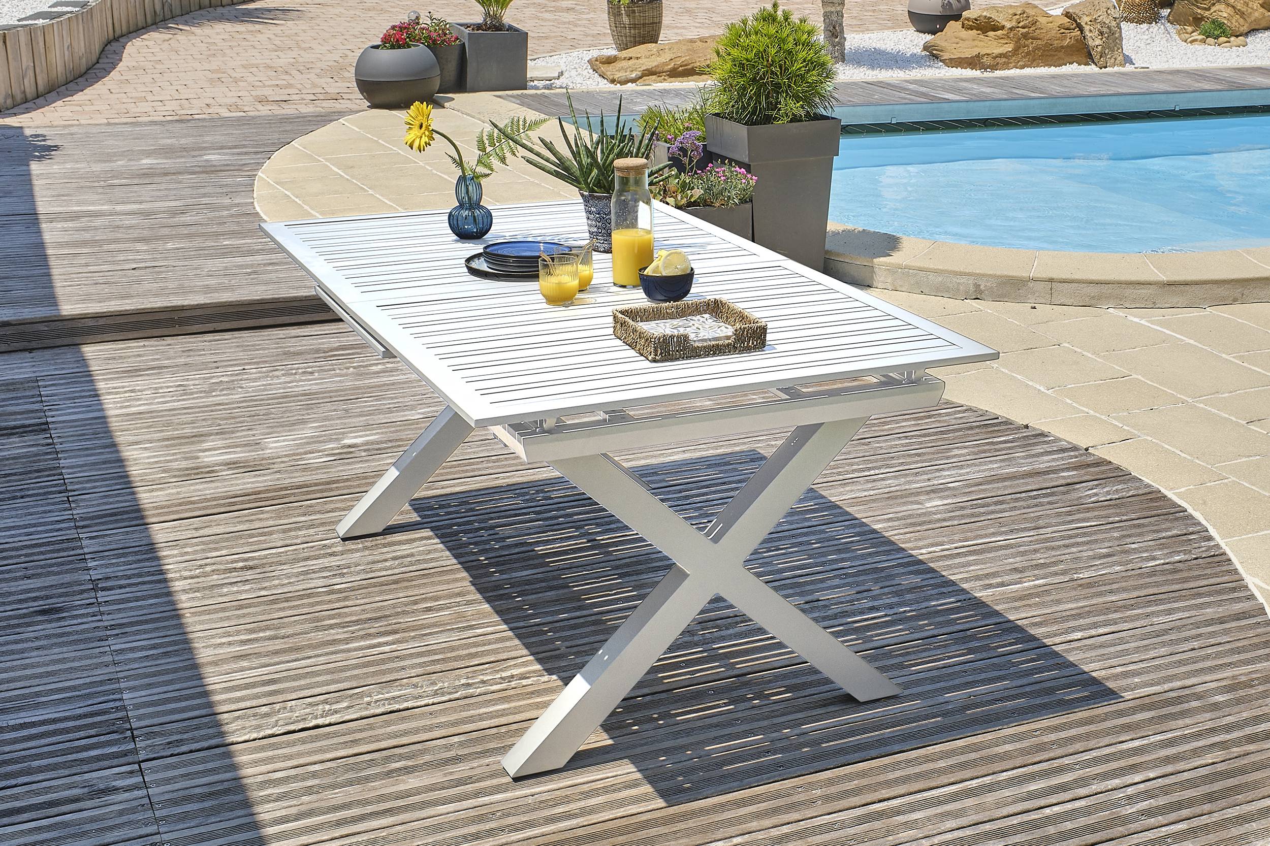 Dcb Garden - Table de jardin en aluminium - Blanc - FLORIDE - Image 2