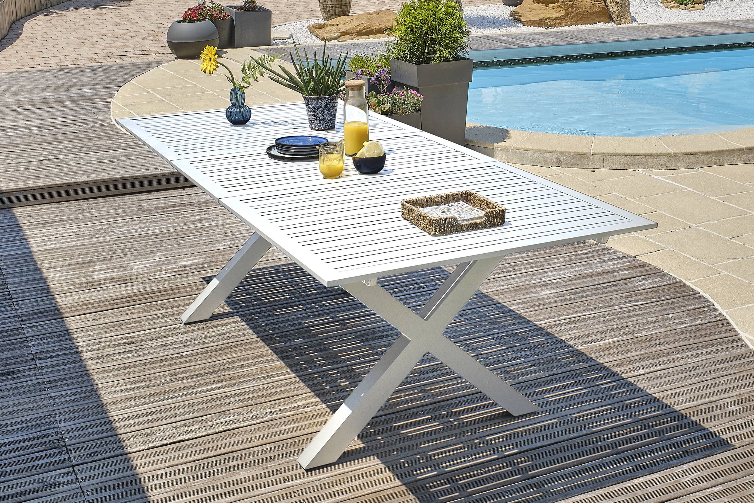 Dcb Garden - Table de jardin en aluminium - Blanc - FLORIDE - Image 1