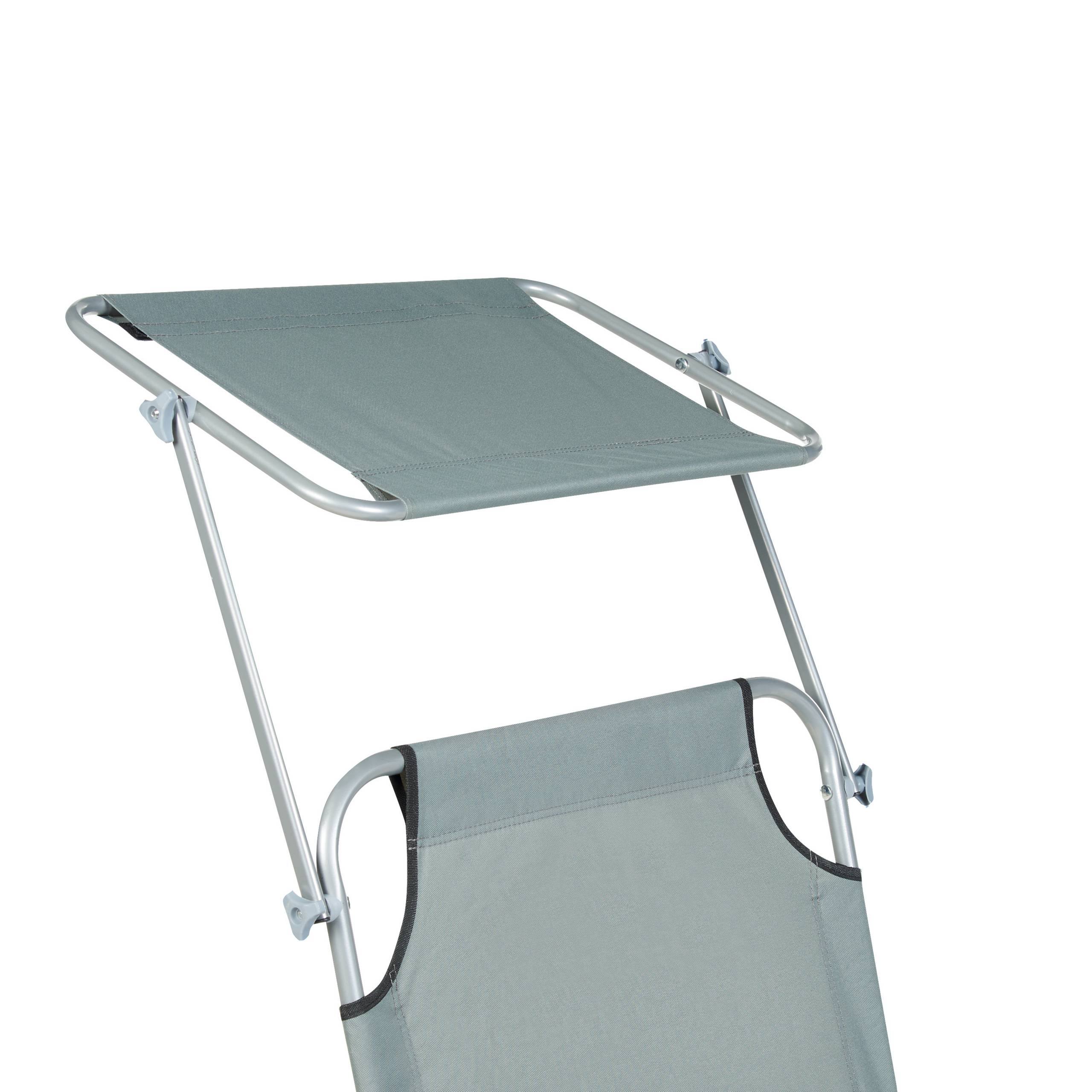 Beliani - Transat de Jardin Bain de Soleil Pliant en Tissu Polyester Gris et Acier avec Pare Soleil Pratique Idéal pour Terrasse ou Balcon - Image 8