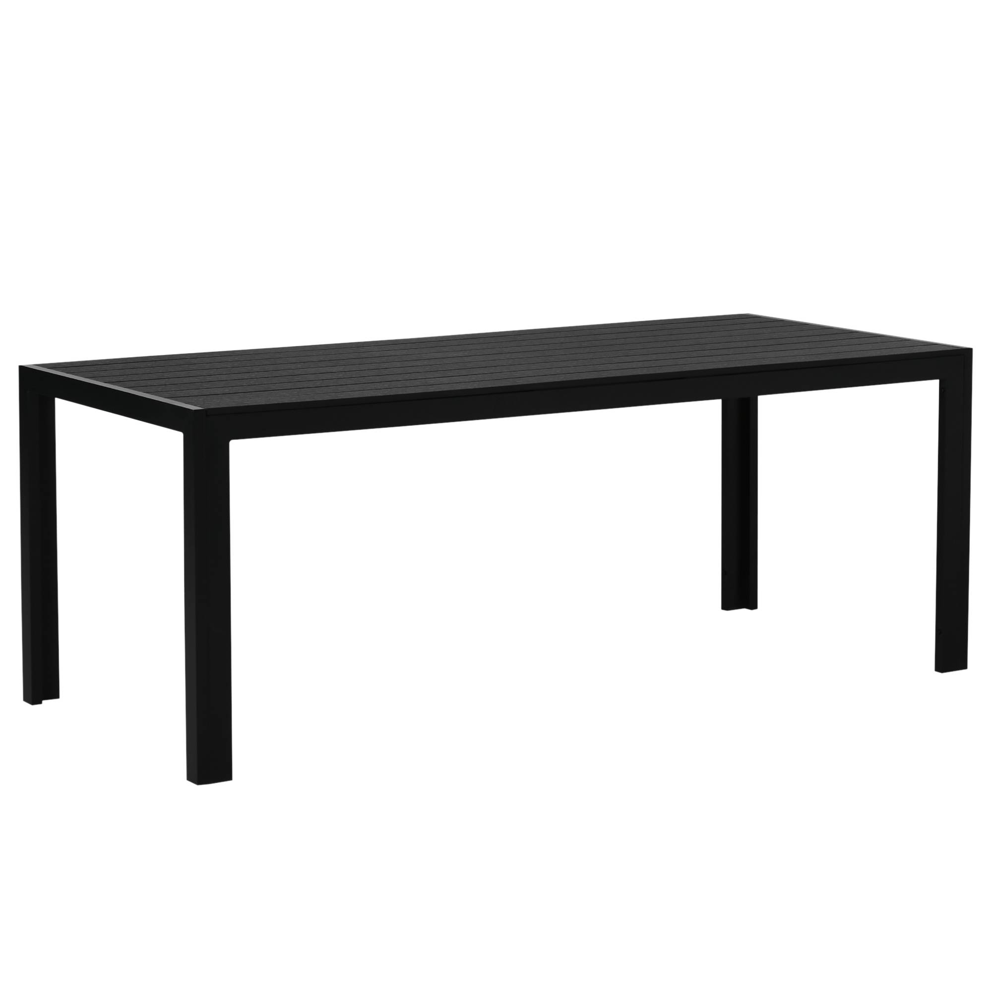 Table de jardin noire 190 x 84,5 x 72 cm en plastique effet bois - Image 2