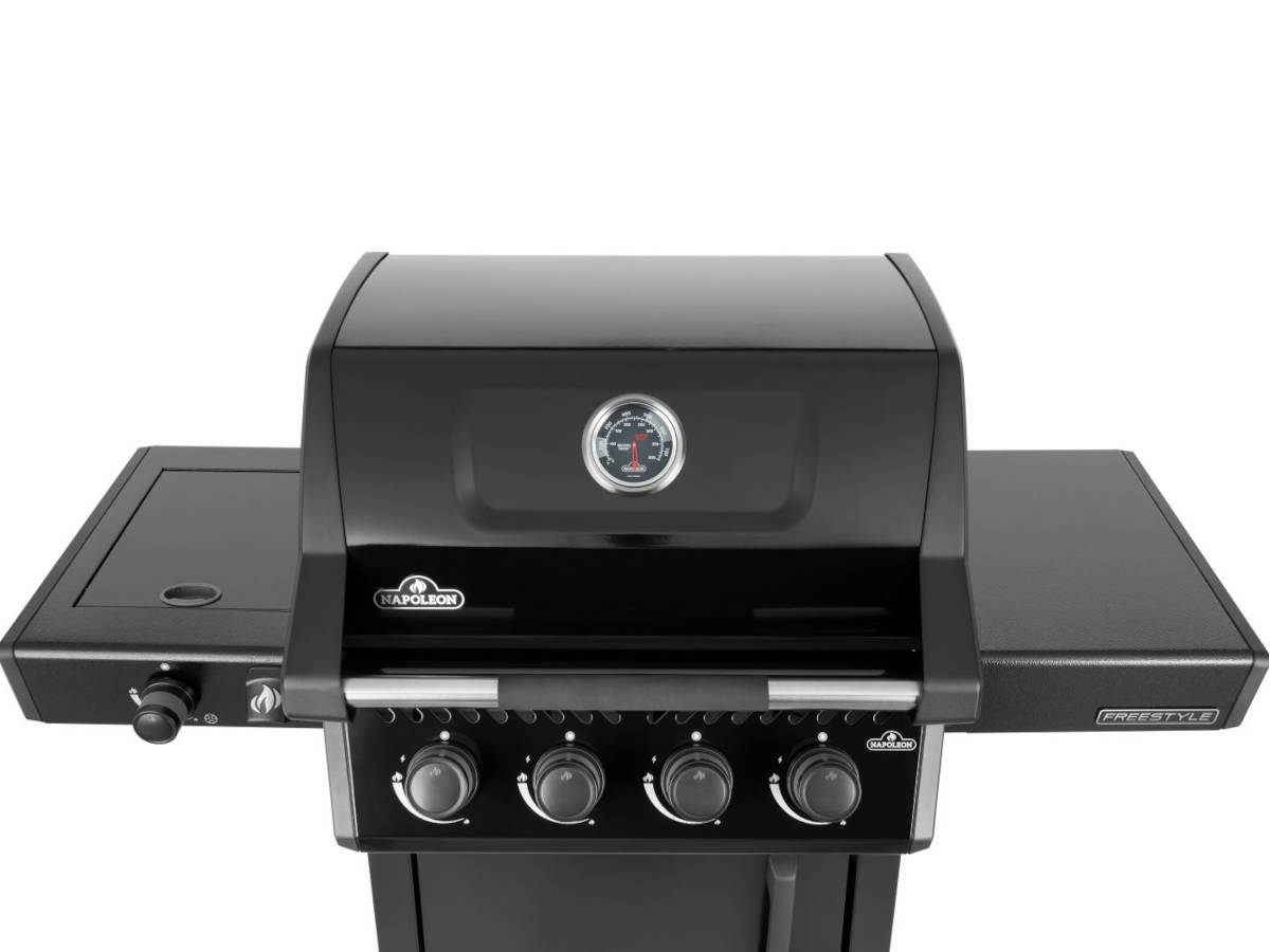 Napoleon - Barbecue gaz Freestyle 425 noir 4 brûleurs + 1 réchaud latéral + Plateau charbon - Napoléon - Image 4