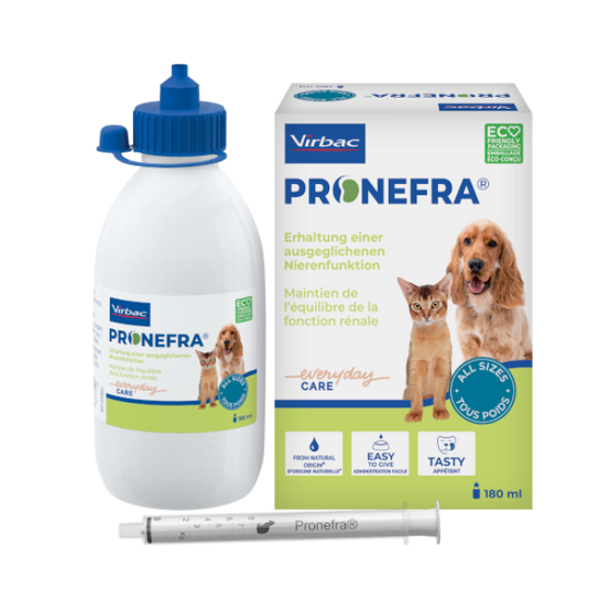 Pronefra Virbac soutien fonction rénale chat et chien - Flacon 180 ml