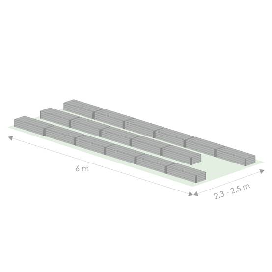 Kit de jardinière surélevées pour une serre 2,5x6 m, acier galvanisé, Klasika Greenhouses - Image 2