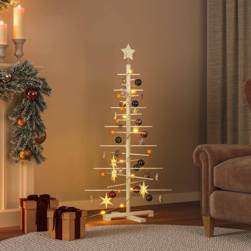 Maison Chic - Arbre de Noël, Sapin de Noël en bois pour décoration 125 cm bois massif de pin u650q - Image 2