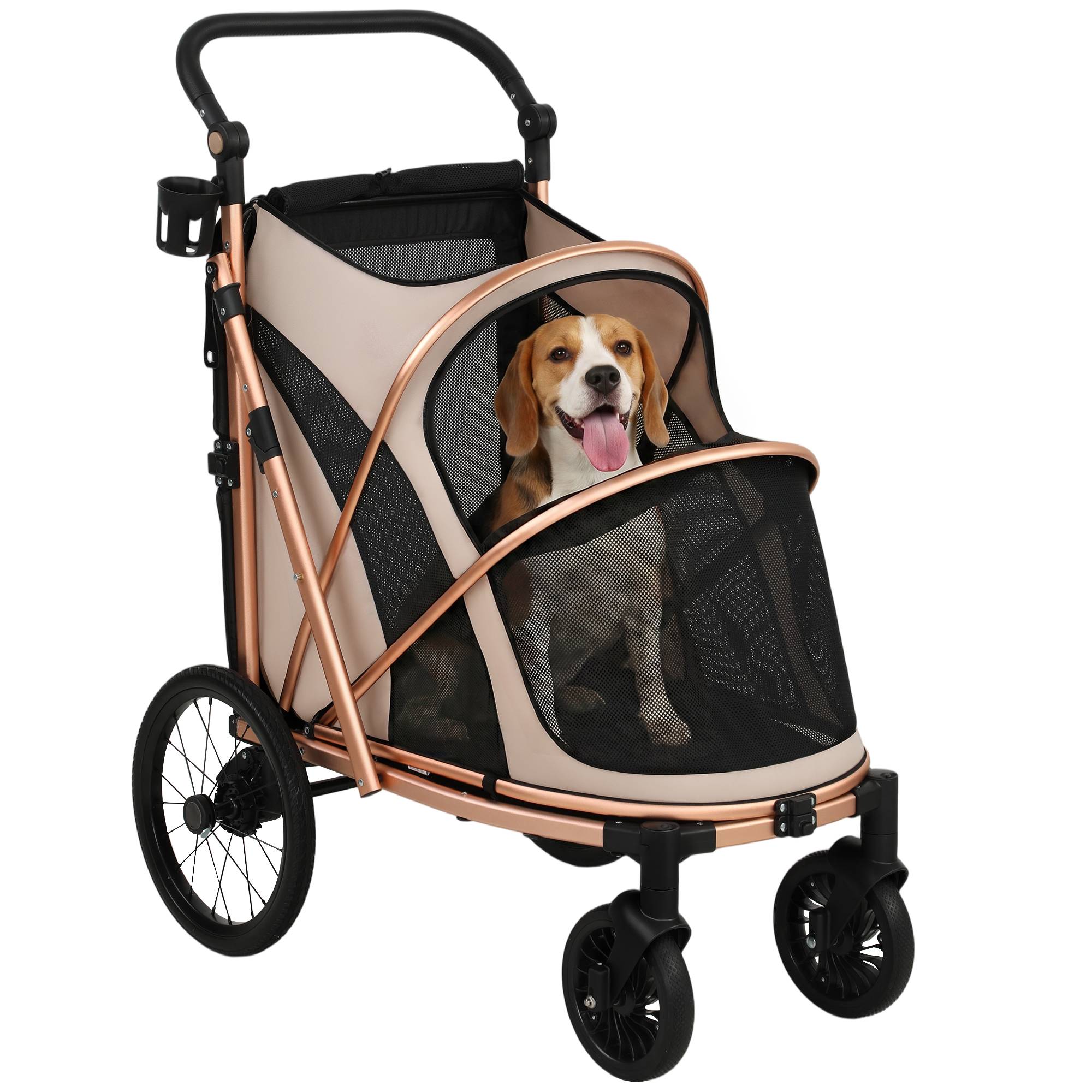 ComfortXL - Poussette pour chien aluminium Oxford marron clair 20 kg grandes roues suspension - ComfortXL Outdoor Living - Image 1