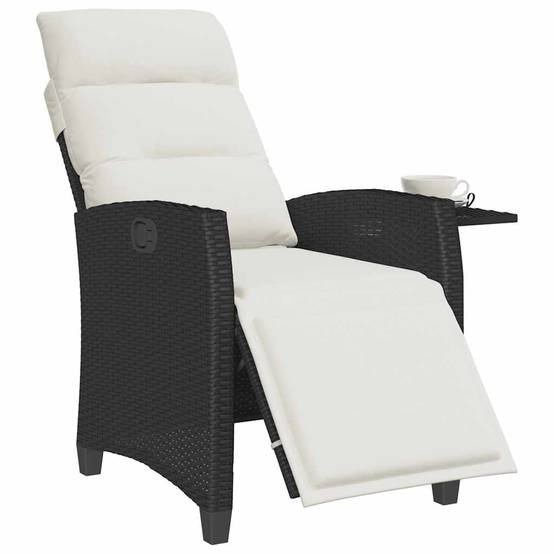 PANGIVO - Chaise de jardin inclinable avec table d'appoint noir polyrotins 65 x 58 x 94 cm, Poids :13.55kg - PANGIVO - Image 4