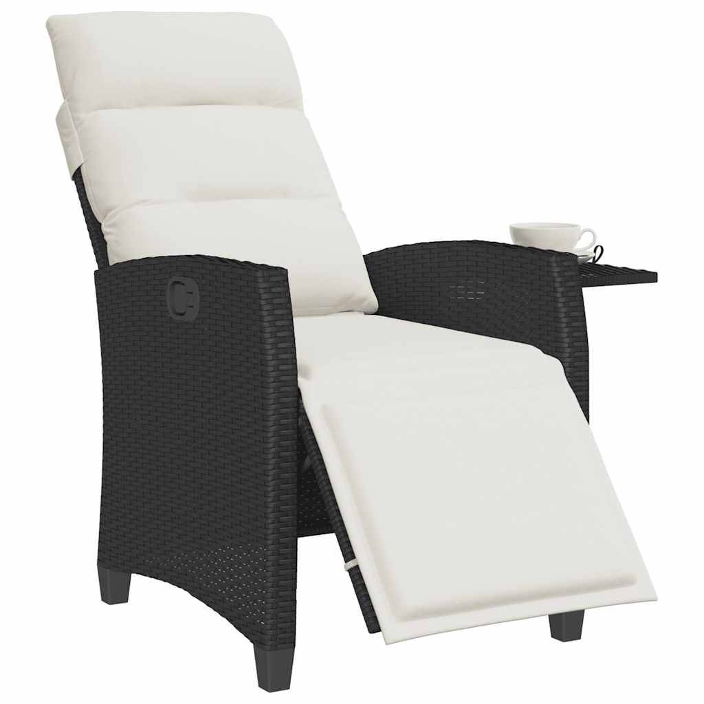 PANGIVO - Chaise de jardin inclinable avec table d'appoint noir polyrotins 65 x 58 x 94 cm, Poids :13.55kg - PANGIVO - Image 4