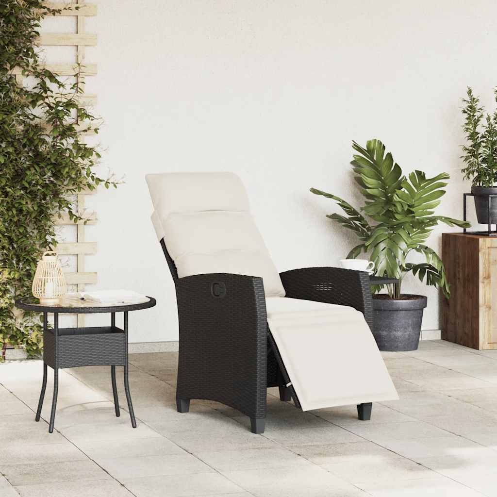 PANGIVO - Chaise de jardin inclinable avec table d'appoint noir polyrotins 65 x 58 x 94 cm, Poids :13.55kg - PANGIVO - Image 3