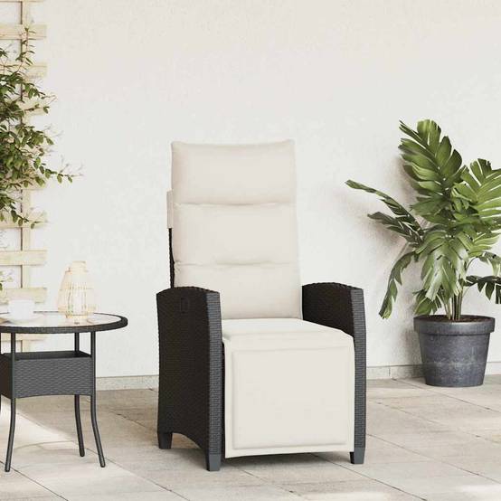 PANGIVO - Chaise de jardin inclinable avec table d'appoint noir polyrotins 65 x 58 x 94 cm, Poids :13.55kg - PANGIVO - Image 1