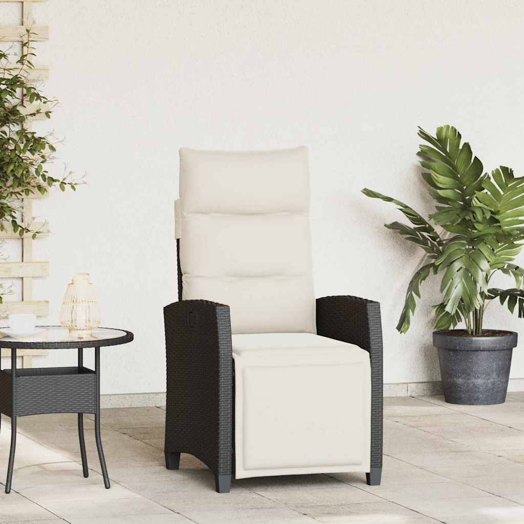 PANGIVO - Chaise de jardin inclinable avec table d'appoint noir polyrotins 65 x 58 x 94 cm, Poids :13.55kg - PANGIVO - Image 1