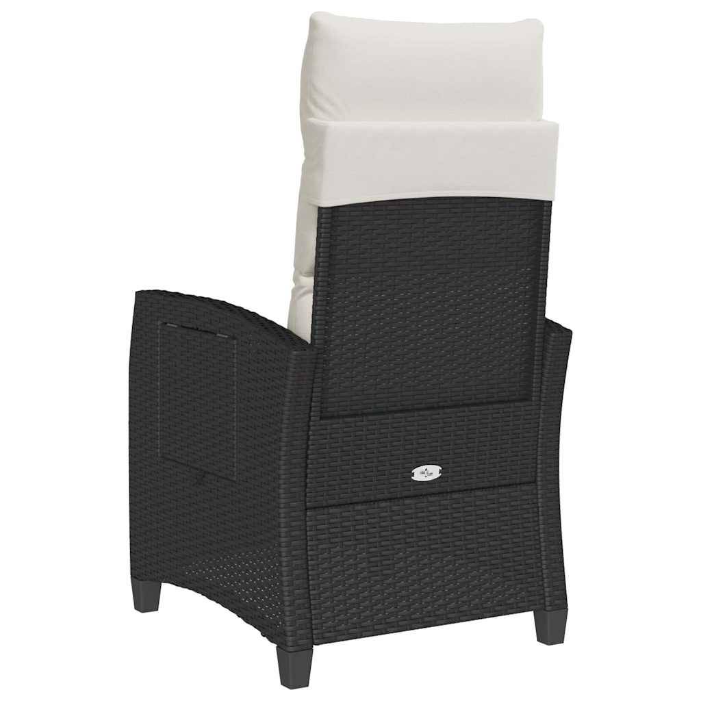 PANGIVO - Chaise de jardin inclinable avec table d'appoint noir polyrotins 65 x 58 x 94 cm, Poids :13.55kg - PANGIVO - Image 7