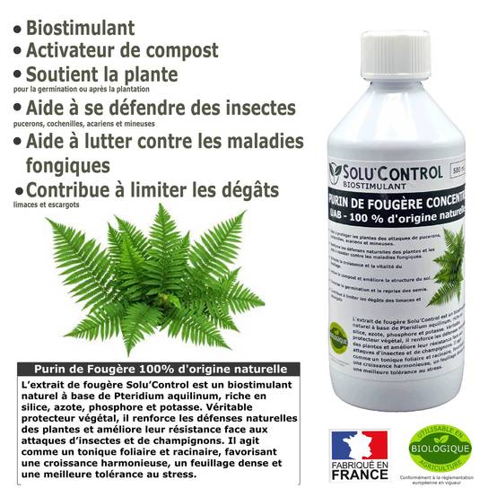 Tout pour les nuisibles - SOLU'CONTROL - Purin de Fougère – 500 ml Concentré – Biostimulant Naturel – Aide à Se Défendre des Insectes & Maladies Fongiques - Image 2