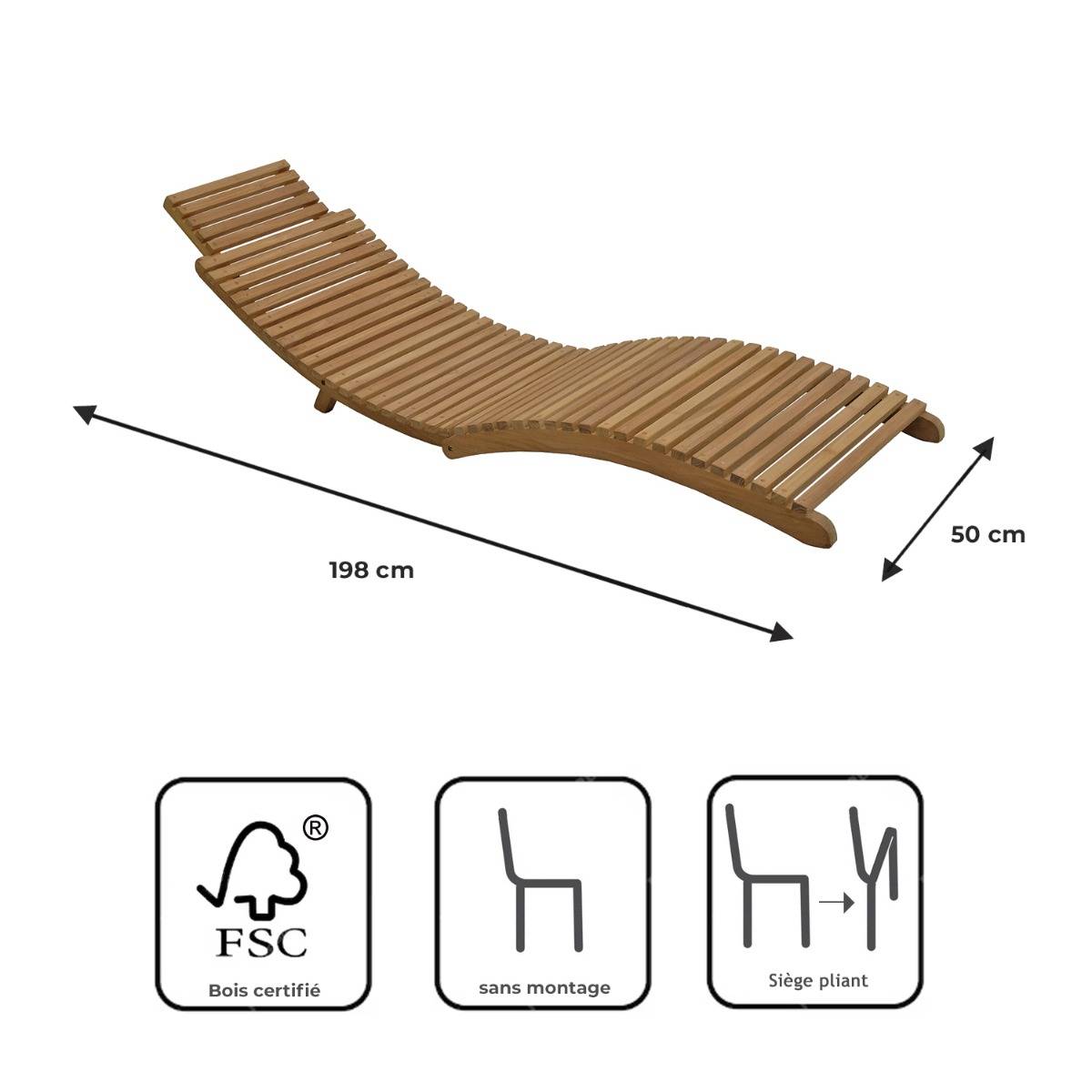 Teck'Attitude - Bain de soleil pliant en teck massif Relax - TECK'Attitude - Image 9
