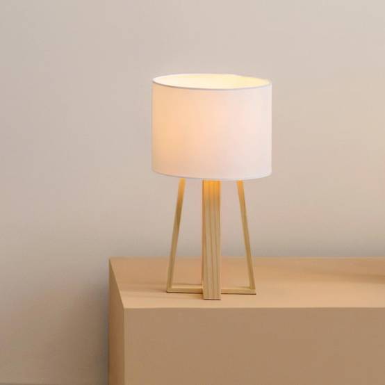 Lampe à Poser en Bois "Scandinave" 35cm Blanc - Image 2