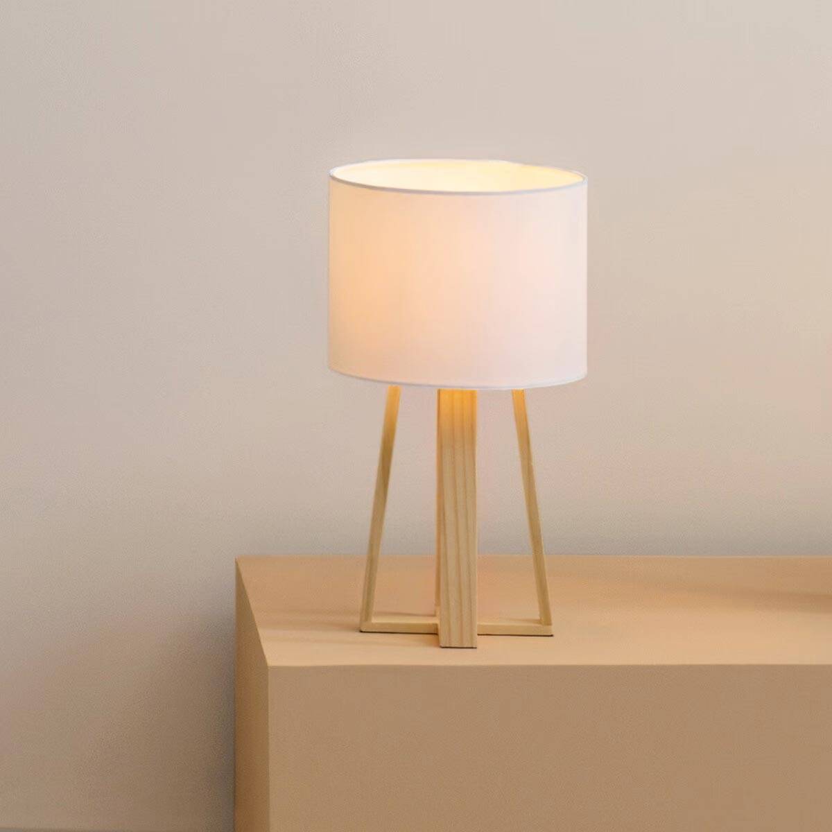 Lampe à Poser en Bois "Scandinave" 35cm Blanc - Image 2