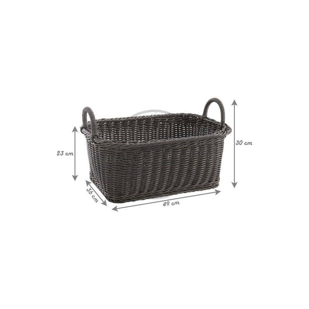 Aubry Gaspard - Corbeille de rangement en rotin synthétique avec anses – Rangement linge ou accessoires - Image 2