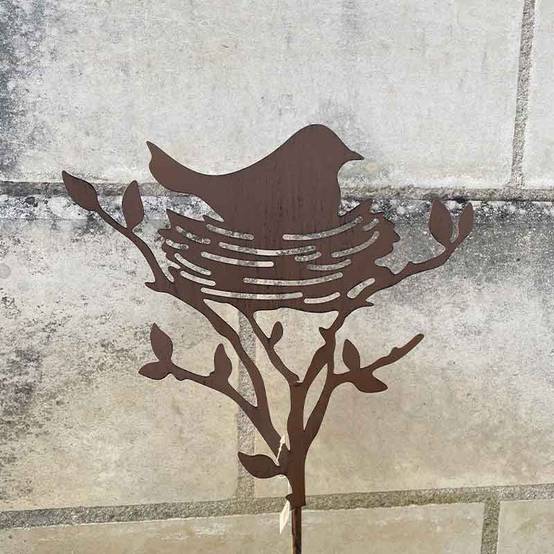 La Grande Prairie - Tuteur déco oiseau dans son nid 30x72cm - Image 2