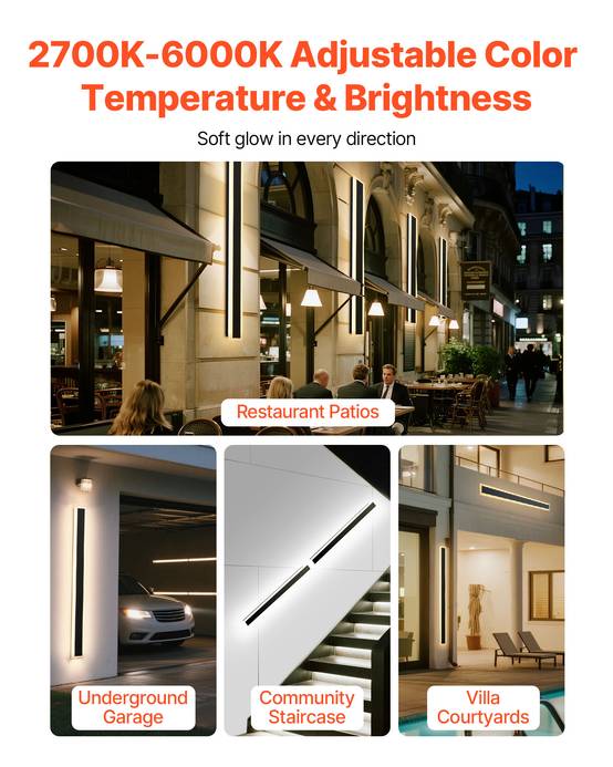 VEVOR Applique Murale Extérieur Éclairage LED 21 W Lot de 2 1,2 m 2700 K-6000 K - Image 3