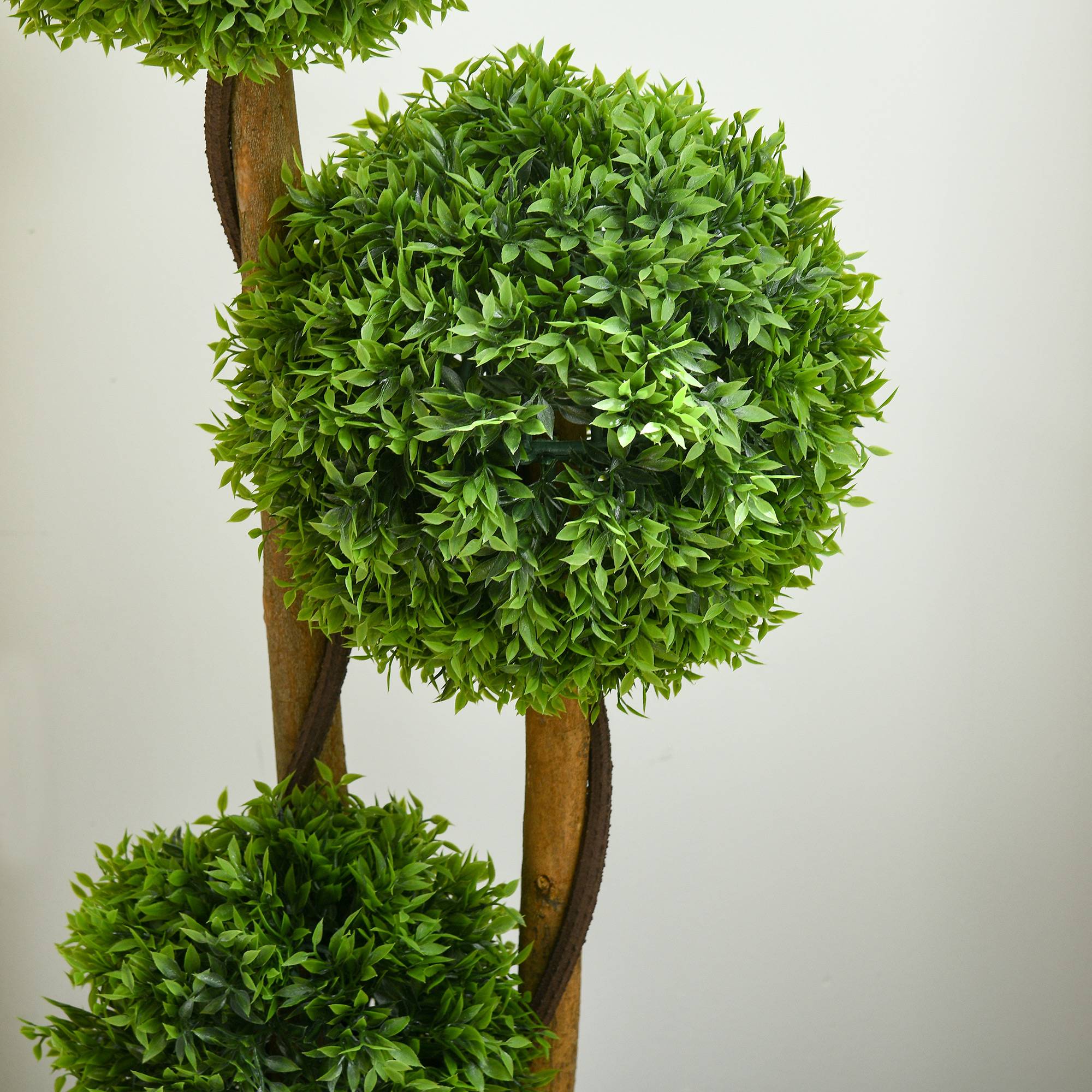 Arbre artificiel buis avec 3 boules feuilles de bambou pot inclus intérieur et extérieur hauteur 110 cm vert - Image 9