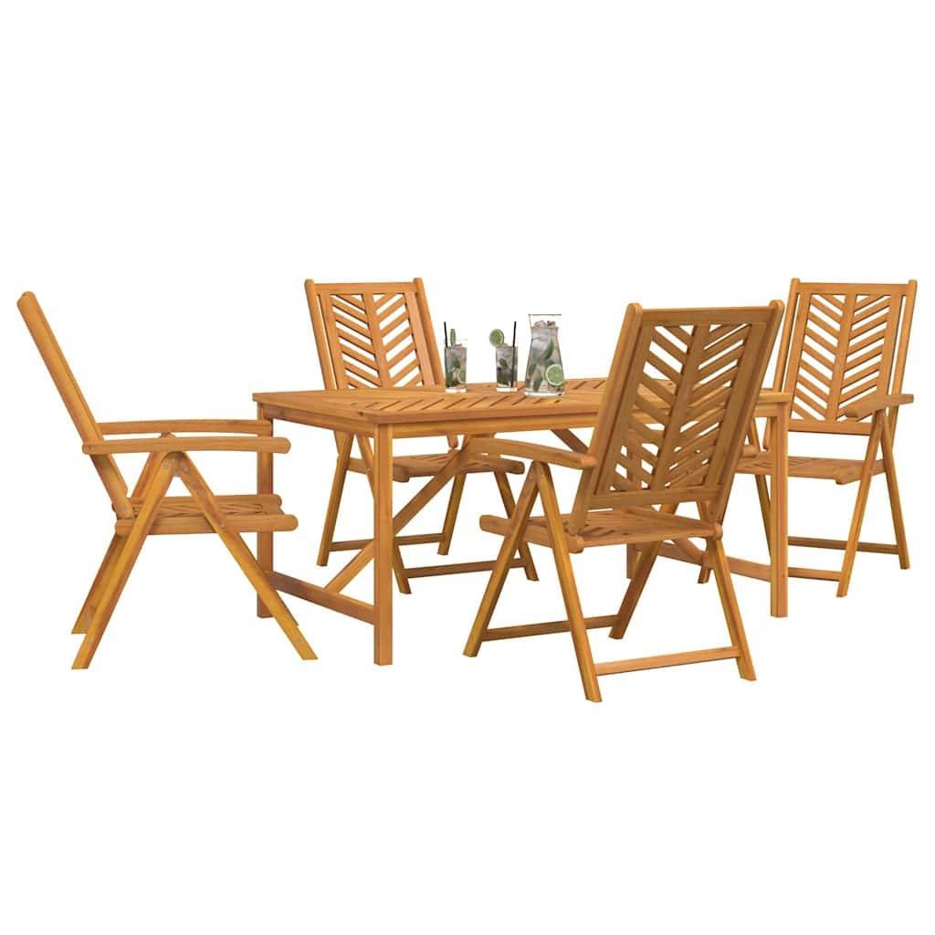 Ensemble de salle à manger jardin bois d'acacia massif marron 90 x 150 x 74 cm (5 pièces), Poids :58.4kg - PANGIVO - Image 3