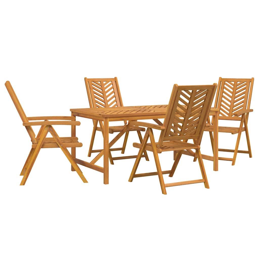 Ensemble de salle à manger jardin bois d'acacia massif marron 90 x 150 x 74 cm (5 pièces), Poids :58.4kg - PANGIVO - Image 2